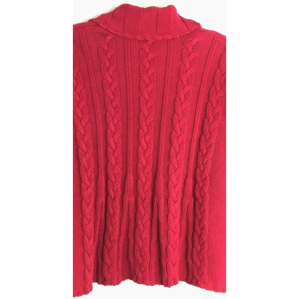 Additions By Chico's  Open Front Cable Knit  Cardigan Sweater Cotton Fuschia, Lg - Picture 5 of 6